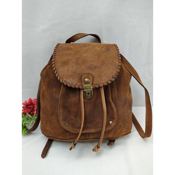 Patricia Nash Casape Burnished Cognac Suede Drawstring Backpack - MSRP $199 main image 4